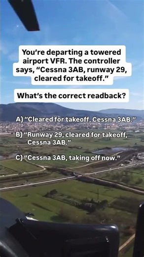 Correct ATC Readback for Takeoff Clearance | Pilot Radio Quiz