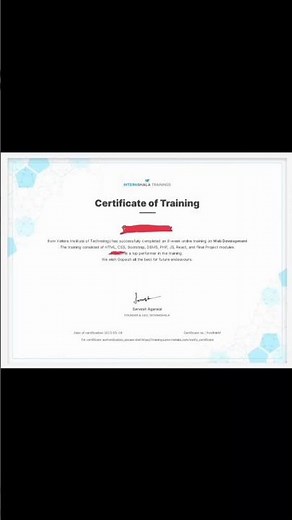 Certificate of web development from Internshala #webdevelopment #internshala #internshalatrainings