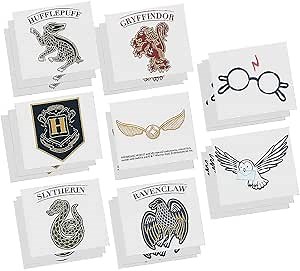Harry Potter Hogwarts United Plastic Party Tattoos - 2" x 1.75" | Assorted Design | Pack of 24