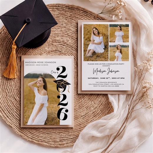 Graduation Announcement Invitation Editable Grad Party Invite Template Digital - Etsy