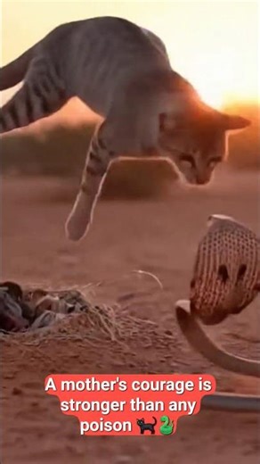 Brave Mother Cat Fights Cobra To Protect Her Kittens