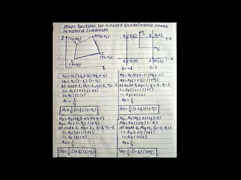 Shape functions for 4 noded quadrilateral element