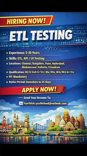 Urgent Hiring – ETL Testing Role | IT Jobs Update