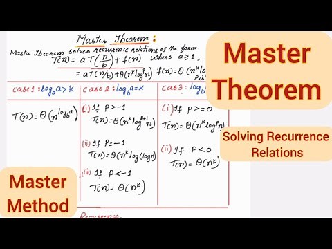 Lec16: Master Theorem- Solving Recurrence Relations