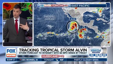 Tropical Storm Alvin strengthens but is expected to fall apart before reaching Mexico