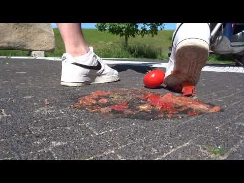 Nike Air Force 1 (AF1) food stomp, trample tomatoes to juice