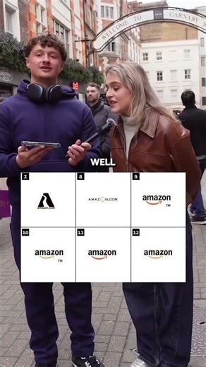What is the current Amazon logo? This is impossible! #streetinterview #visualpuzzle #guessthelogo