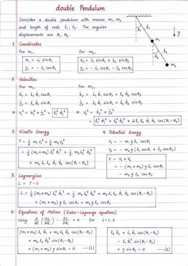 Double Pendulum Using Lagrangian Mechanics #shorts #mscphysics #crazyphysics #education #exam