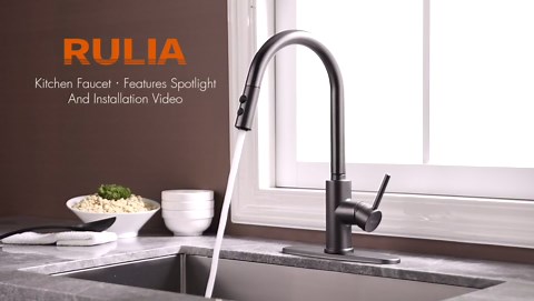 RULIA Kitchen Faucet, Kitchen Sink Faucet, Sink Faucet, Pull-Down Kitchen Faucets, Bar Kitchen Faucet, Copper Rose Gold, Metal Spray Head, RB1025 - Amazon.com