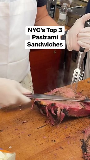 105K views · 823 reactions | New York City is famous for its pastrami, and for good reason — Jewish delis popularized the sandwich in the city. Now, NYC is full of dozens of pastrami sandwiches, and it can be hard to find which ones are worth eating. We sent our social media manager, Kristen, out to try the top 3 pastrami places in NYC according to Eater NY’s critic Robert Sietsema. Pro tip from Kristen? Make sure you stretch before eating this much meat. | Eater | Facebook