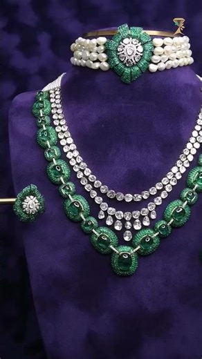 Diamondtree: Emerald & Polki Diamond Necklace Set