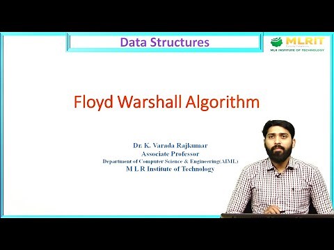 LEC75 | Data Structures| Floyd Warshall Algorithm By Dr. K. Varada Rajkumar