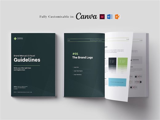 Brand Guidelines Template: Customizable Brand Manual (canva, Indesign, Word, PPT) - Etsy