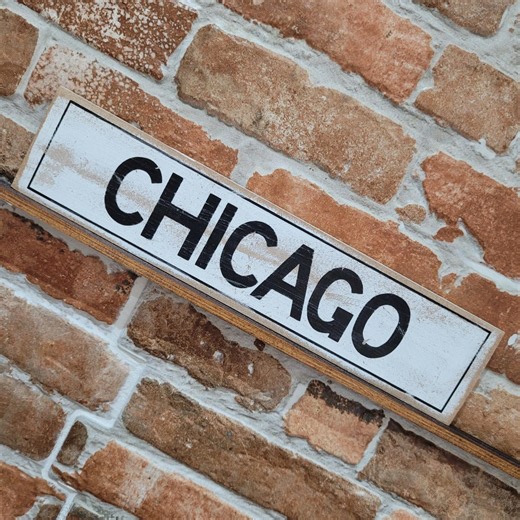 Chicago Sign Hand Painted Aged Wooden Sign Customisable Home Decor Rustic Old Fashion Wood Plaque Gift - Etsy