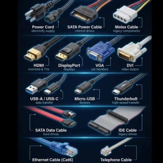 Types and name. of computer cable