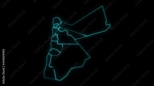 Animated Outline Map of Jordan with Governorates Stock Video