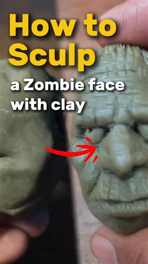How to sculpt a face zombie with clay #sculpture #clayart #polymerclay #claysculpture #artprocess