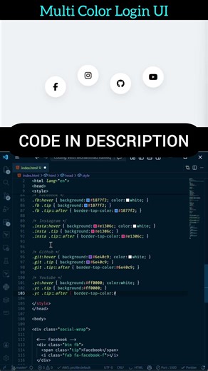 21 Premium Social Media Hover UI 🔥 | HTML CSS Animation #shorts