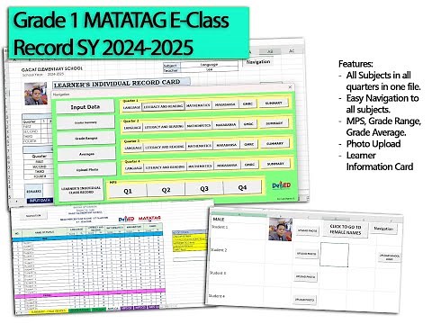 Grade 1 MATATAG Automated E-Class Record SY 2024-2025