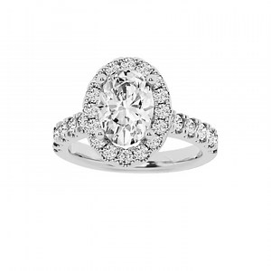 Unique Moments Lab Grown 3 ct Diamond Engagement Ring Oval Halo Solitaire 10K White Gold