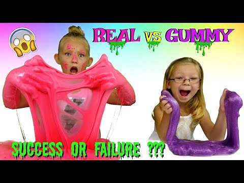 REAL vs GUMMY Slime Challenge * DIY Edible Slime Candy *DIY No Borax Slime