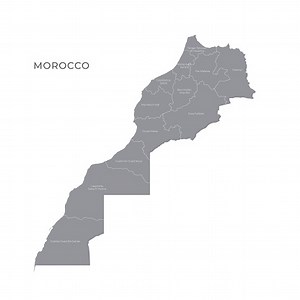 National Country Map with Regions, States and Flag in Body