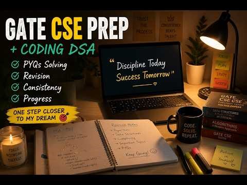Day in Life of GATE CSE Aspirant 🔥 | PYQs + DSA Coding + Revision | Study Vlog