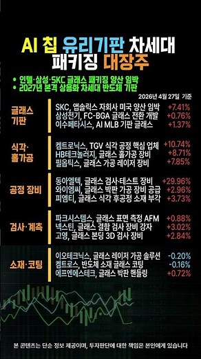 SKC·켐트로닉스·필옵틱스 AI 칩 유리기판 차세대 대장주📊