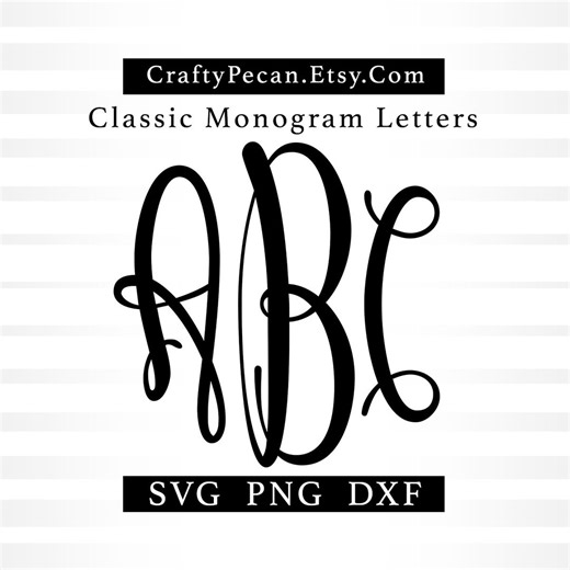 Classic Monogram SVG Font: Cricut & Glowforge Cut Files - Etsy