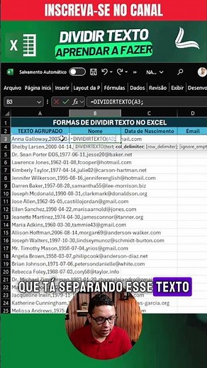 Como Usar a Função de Dividir Texto no Excel | Dica Rápida em 1 Minuto