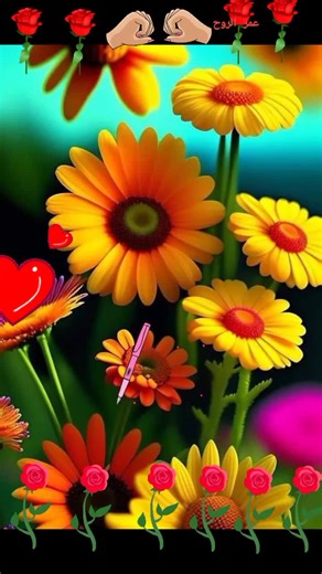 Animated Floral Display with Heart Gestures