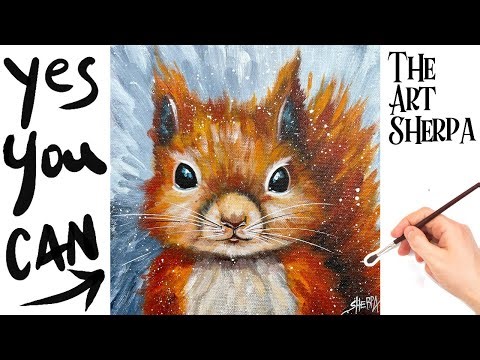 Easy Fluffy Squirrel 🌟🎨 How to paint acrylics for beginners: Paint Night at Home