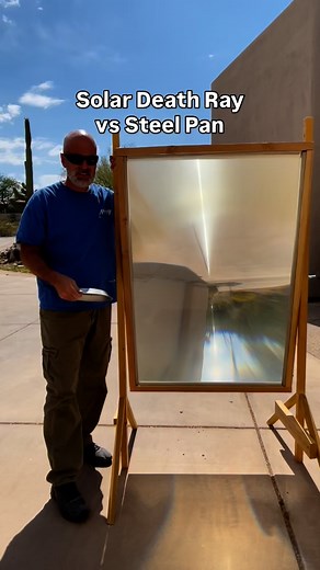 Can the solar death ray burn a hole through a steel pan? #experiment #Physics #Optics #Solar. | Joe Richards