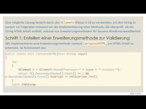 Wie man einen String auf HTML-Inhalt in C# validiert