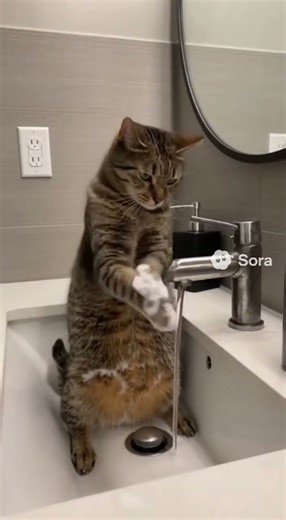 This cat washing his hands like a human😂😂