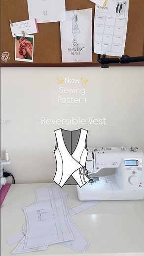 Reversible Vest sewing pattern🪡 #sewing #wrapvest #sewingtutorial #reversiblevest #sew
