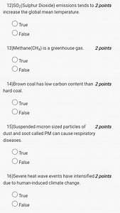 12) SO₂(Sulphur Dioxide) emissions tends to increase the global... | Filo