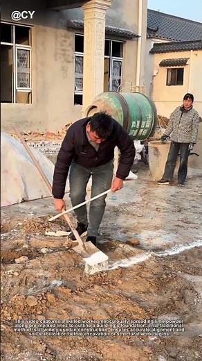 "Traditional Ground Marking with Lime! 🏗️ Master the Art of Foundation Layout"