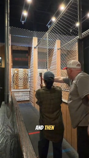 An instructor guides a new axe thrower through the fundamentals. It all starts with the right stance and safety procedures. Proper foot placement is key to hitting the target! #AxeThrowing #BeginnerTips #SafetyFirst #LearnToThrow | Everything Obsolete Podcast