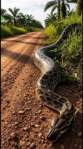 a python crawling in the plantation