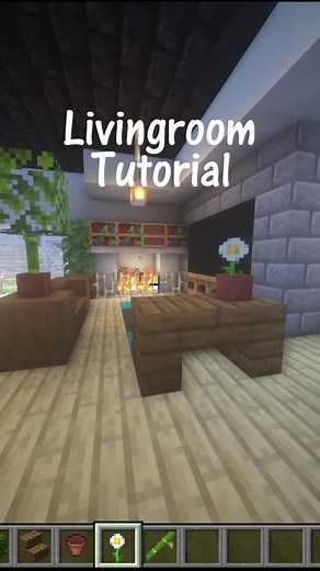 Minecraft Modern Living Room Tutorial #fyp #minecraft | fireplace minecraft
