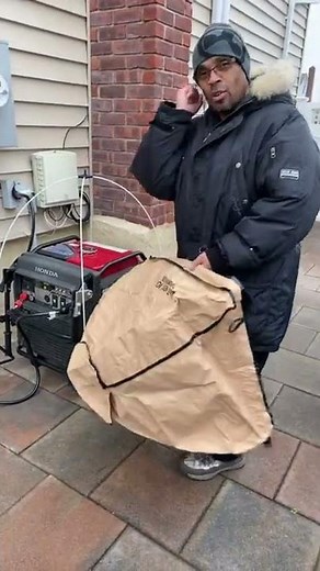 Getting ready for the 2022 nor’easter setting up the Honda 7000 generator and a Gentent.