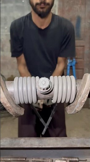 Simple Double Spring Making on Lathe Machine | 9mm Iron Wire Technique #shorts