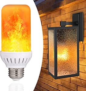 LED Flame Effect Light Bulb, 4W Realistic Flickering Fire Light Bulb E26 Base for Indoor Outdoor Lamp, Lantern, Halloween, Christmas, Party Decoration (Suitable for Lamp with Frosted Cover)