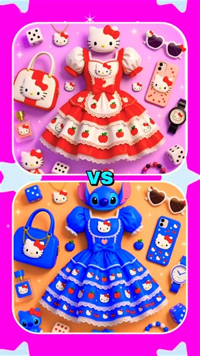 Stitch 💙 Vs Hello Kitty 🩷 Lisa And Lena Blue Vs Pink #pink #blue #hellokitty #stitch #lisaorlena #vs