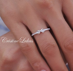 Infinity Ring With Clear CZ Stones, Criss Cross Stackable Ring in Sterling Silver, Yellow or Rose Gold. - Etsy