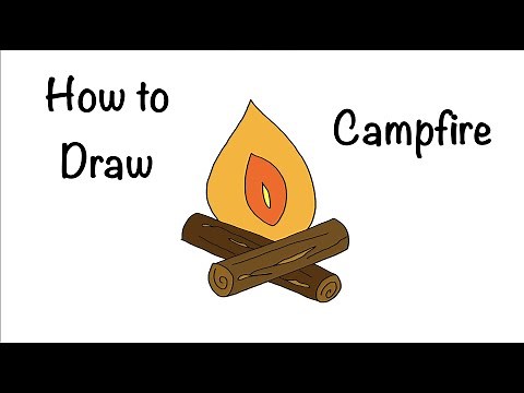 🔴 How to Draw a Log of Wood in a Fire Simple Step by Step. Beginner Drawing Campfire, Camp Flames. 🔴