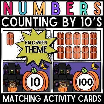 Halloween Pumpkin Bear Skip Counting by 10’s Cards | Bundles of Tens