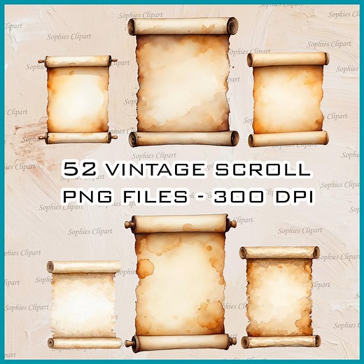 Watercolor Antique Scroll Clipart PNG Bundle – Vintage Parchment Graphics (digital Download) - Etsy