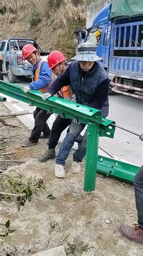 Install metal guardrails along the road